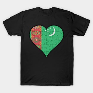 Turkmenistani Jigsaw Puzzle Heart Design - Gift for Turkmenistani With Turkmenistan Roots T-Shirt